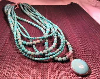 Tribal Barse Sterling Silver Turquoise Necklace