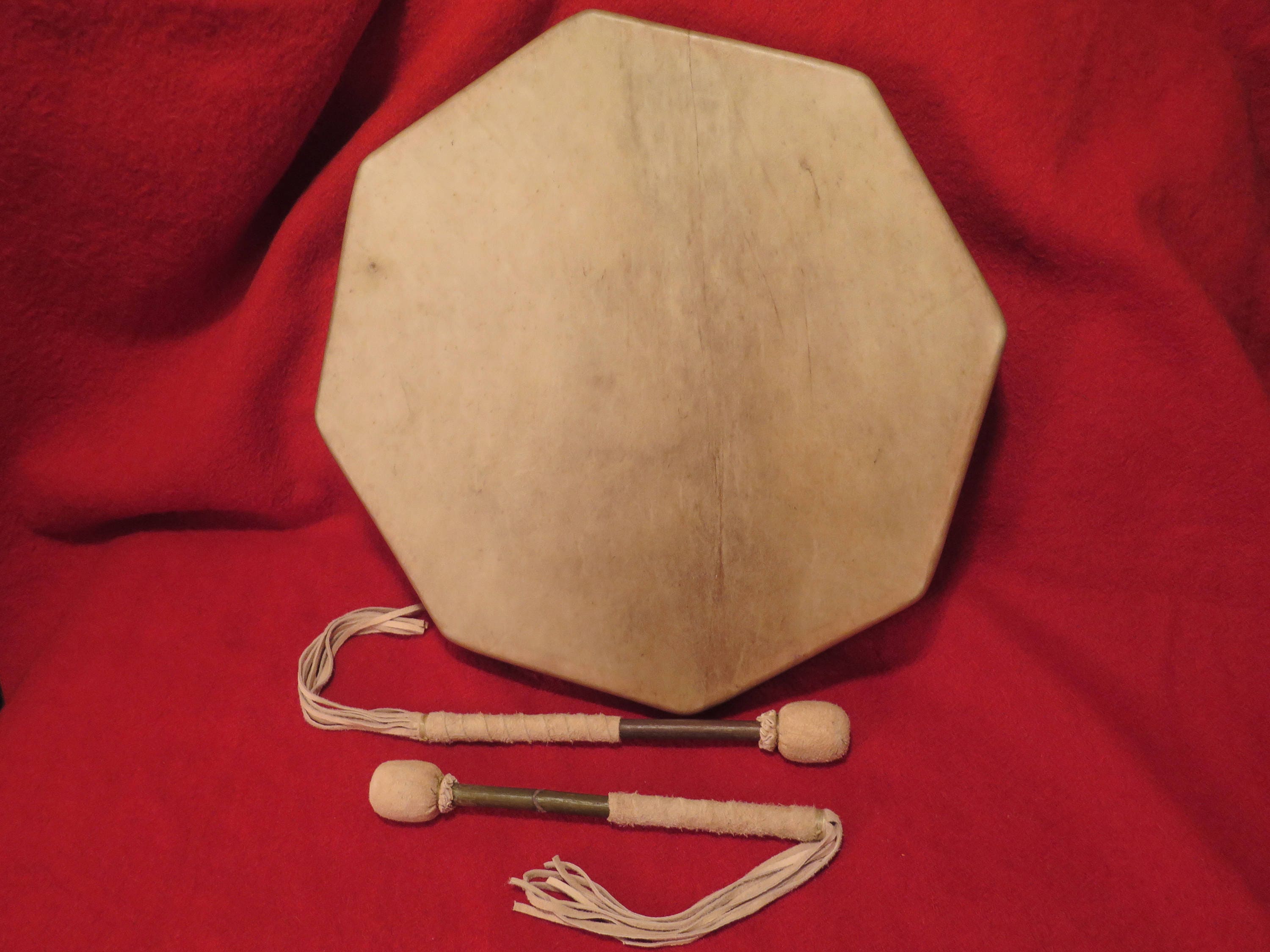 NEW 18 Drum Hand Made Elk Skin Rawhide 8 sided Cedar