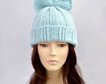 Hat Knitting Pattern // Bow Hat Pattern, Woman Hat with Bow, Knit Hat, Beanie, Knit Beanie, Bonnet Femme, Girls Gift, Winter Hat Pattern