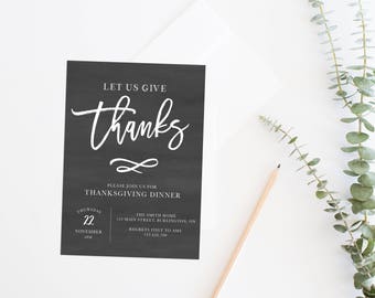 Thanksgiving Invitation, Chalkboard Thanksgiving Invite, Thanksgiving Invitation, Thanksgiving Invite, Give Thanks Printable Invitation