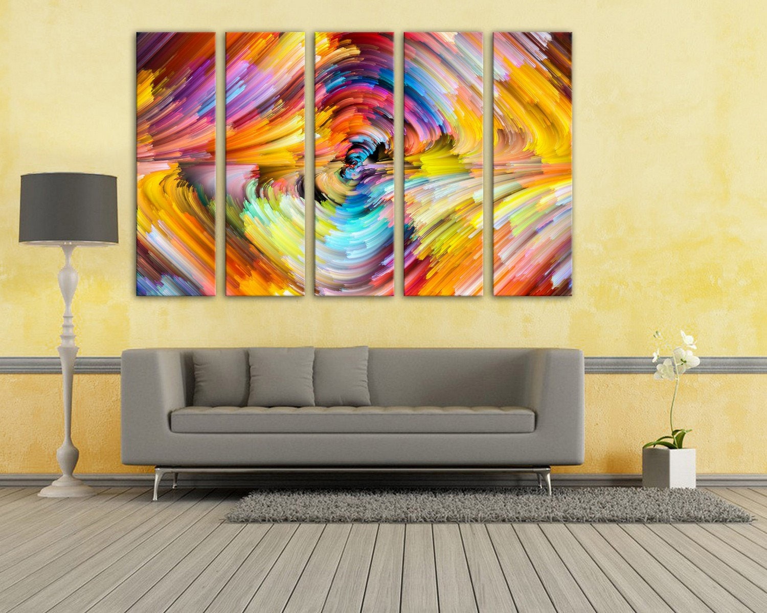 Abstract colorful painting wall art multipanel triptych