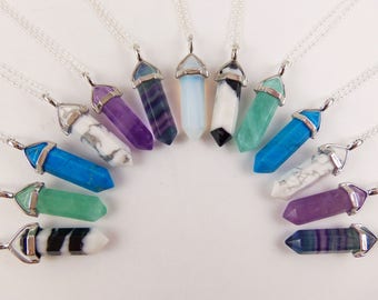 Pointed crystal necklace, layering necklace, boho necklace, bohemian necklace, healing crystals, healing stones, boho chic, gypsy soul