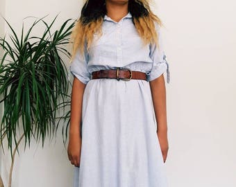 Vintage pinstripe summer dress - cotton summer dress size UK 10