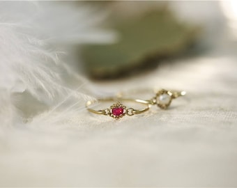 Ruby Ring Vintage - July Birthstone Ring, Ruby Ring, Ruby Ring Gold, Dainty Birthstone Ring, July Birthstone Jewelry, Custom Birthstone Ring
