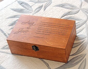 Wedding Vows Box, Wedding Memory Box, Personalized Wedding Box, Wedding Memento box, Custom Engraved Box
