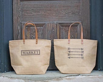 Market Tote Bag | Waterproof Tote Bag With Zipper | Oversized Jute Bag | Birthday Gift for Women | Large Burlap Tote | Unique Gift for her