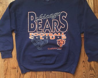 Vintage 1993 Chicago Bears Football Club Crew Neck Sweatshirt Size L Large blue NFL Football