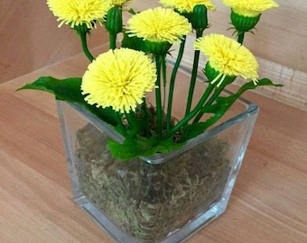Home Décor-Floral Arrangements-Dried Flower Arrangements- Dandelions-polymer clay-cold porcelain-Flower Polymer Clay- Gift- Mother's day