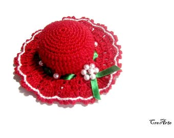 Red Crochet Pincushion, Handmade Pincushion, Sewing accessories, Puntaspilli rosso