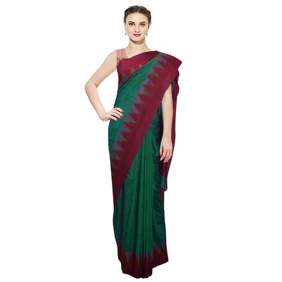 Silk Emboss Saree with Temple Border with
