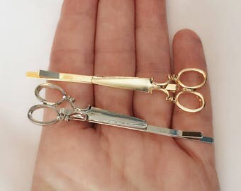 Scissors Hair Pin / 3" Silver or Gold Scissors Barrette / Cutting Hair Accessory / Silver or Gold Metal Pin / 3 Inch Scissors / HA13