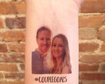 custom personalized bachelorette party PHOTO temporary tattoos // #COUPLEGOALS