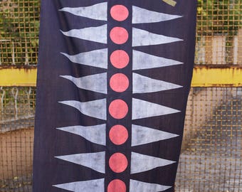 Hand-printed linen beach towel