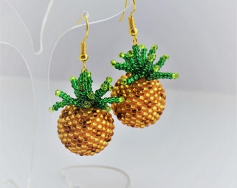 Pineapple earrings Fruit earrings Boho Jewelry Handmade earrings Fruit jewelry     Christmas Gift|for|Her Boho jewelry  Funny Gold earrings