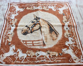 Vintage Western Horse Scarf Square Equestrian Neck Scarf
