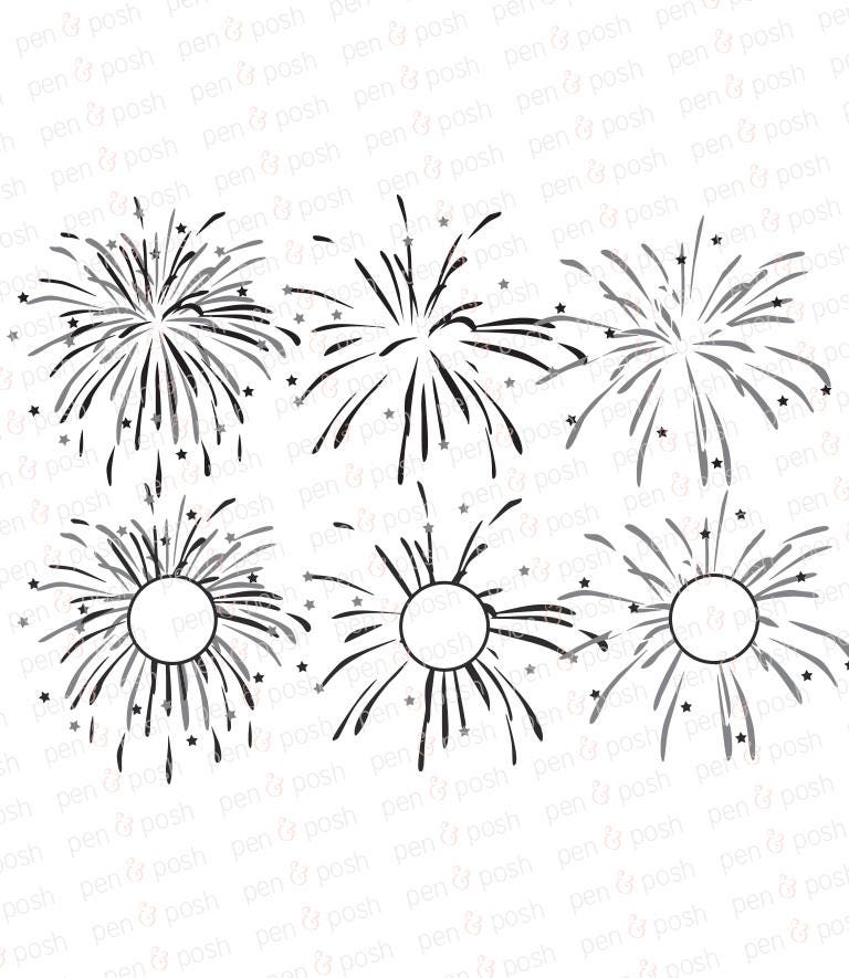 Download Fireworks SVG Fireworks Monogram SVG July 4th Cut Files