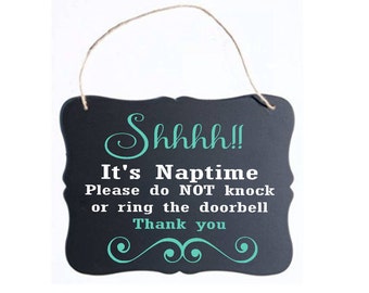 Naptime Sign | Baby Sleeping Sign | Sleeping Sign | Do Not Disturb Sign | Chalkboard Sign | Chalkboard Door Signs | Do Not Knock Sign |