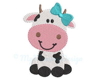 Cow Embroidery Design - Girl Embroidery Pattern - Machine embroidery digital dowload file - INSTANT DOWNLOAD 6 SIZES