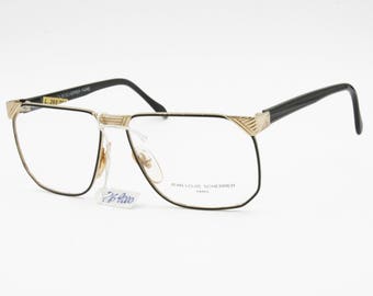 Jean Louis Scherrer outstanding squared Black & Gold eyewear frame // Deadstock 1980s