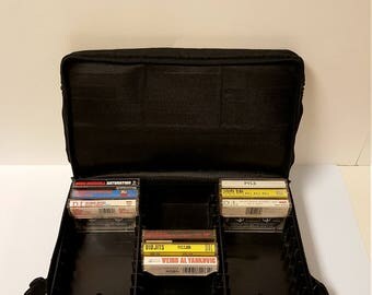 Vintage Three Row 30 Ct Cassette Tape Holder Storage Carrying Case Storage Holder