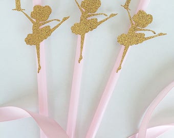 Ballerina straws- Ballerina age straws- Straws- ballet straws- set of 12 ballerina straws- ballerina party- ballet themed- first birthday
