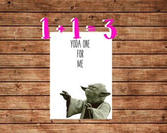 Funny Star Wars Birthday Card, Yoda One For Me Card, Funny Yoda Card, May The Fourth Be With You, Instant Download, Ptintable DIY