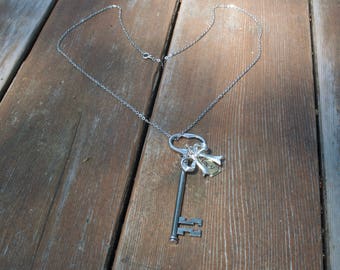 Key necklace skeleton Silver Vintage Key Pendant