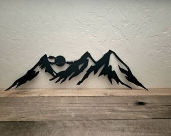 Rustic Mountain Decor Metal Wall Art Cabin Ski Mountains Silhouette Home Rustic Mountain Decor Metal Wall Art Cabin Ski Mountains Silhouette Home