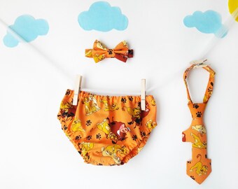 Lion King cake smash, Lion King baby, cake smash outfit boy, first birthday boy, smash cake boy, diaper cover tie, 1st birthday boy outfit