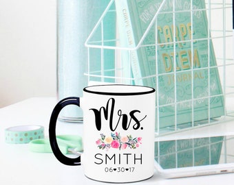 Mrs. Mug, Custom Mrs. Mug, Engagement Mug, Mug for the Bride-to-Be, Engagement Gift, Bridal Shower Gift, Wedding Gift, Bachelorette Gift