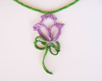 Irish Lace Flower Necklace, Romantic Crochet Flower, Flower Necklace Gift, Crochet Jewelry for Spacial Occasion, Irish Lace