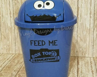 Box Tops for Education - Personalized Cookie Monster - Trash Can - Teacher Gift