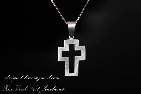 Cross Sterling Silver Jewelry baby shower day mother religious christian baptism greek art gift name day boy men collection unisex