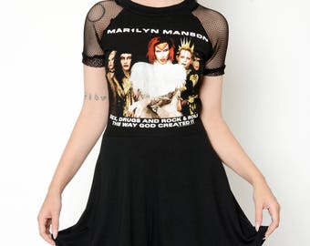 Marilyn Manson Altered Tee Fishnet Baby Doll Dress