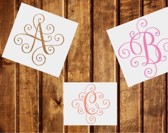 Monogram Decal, Initial Decal, Car Monogram, Monogram Sticker, Planner Monogram, Laptop Monogram, Cup Decal, Tumbler Monogram, Yeti Decal