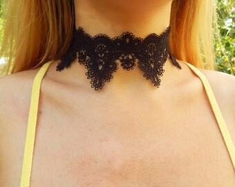 Black Thick Choker Black Lace Choker Thick Choker Black Sexy Choker Wide Black Choker Romantic Lace Choker Witchy Choker Sexy Black Choker
