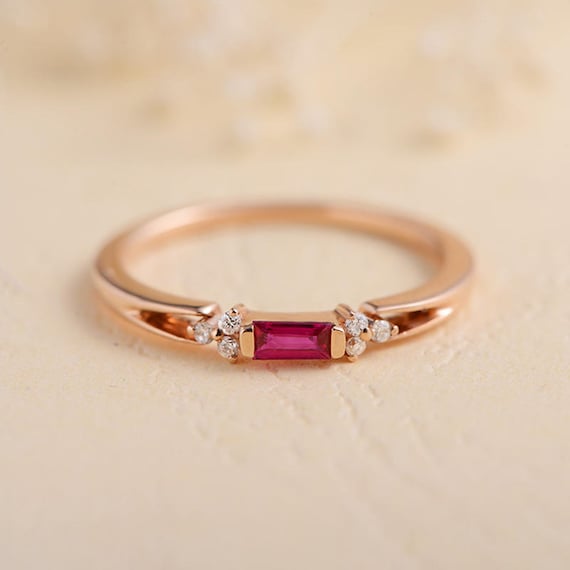 Manhattan rose gold wedding rings for women ruby ring sleeve