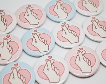 Kpop Finger Heart Button Pin