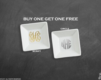 Monogram Jewelry Dish Monogram Ring Dish, Personalized ring dish, Monogrammed ring dish, Monogram ring holder, Buy One Get One Free (RD001)
