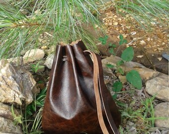 Drawstring Bag, Leather Pouch, Crystal Pouch, Marble Bag, Keepsake Holder, Jewelry Bag, Travel Bag, Gift Bag, 6.5 in x 8.5 in., Medicine Bag