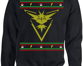 Ugly Christmas Sweater, Ugly Christmas Party, Pokemon Go, Pokemon Team Instinct, Ugly Sweater Party, Christmas Sweatshirt