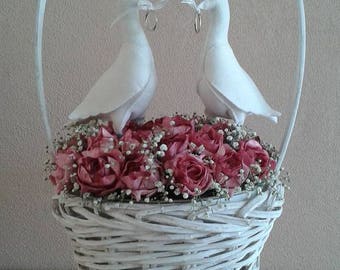 Wedding Doves with wedding rings of felt-Handicraft package