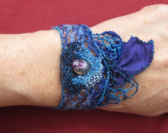 Art textile-completely handmade CHANDANI lace Cuff Bracelet