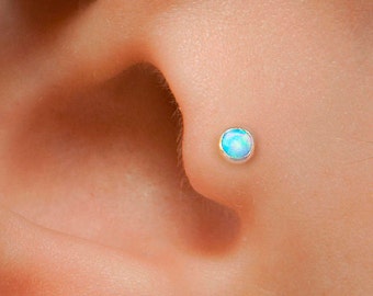 Opal Tragus ,Opal Ear Stud,tragus L stud,earring stud silver tragus stud,L shape tragus stud,opal piercing stud,opal screw stud,pin stud