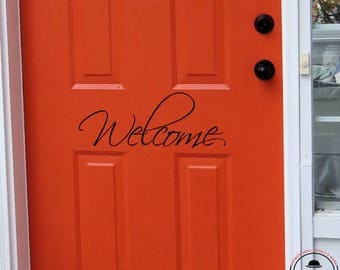 WELCOME Door Decal-Front Door Sticker- Front Door Vinyl Decal- Welcome Door Sign- Front Door Greeting