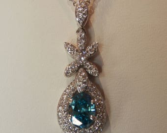 Handmade OOAK Blue Diamond Necklace
