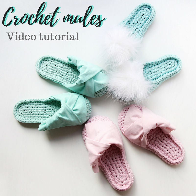 Step by step video tutorial of crochet mules Crochet shoes