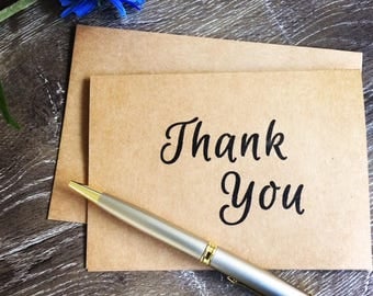 Wedding Thank you cards Kraft, Multipack Wedding Thank You Card Kraft, Thank You Card Set, Thank You Cards Bulk, Kraft Thank You Cards