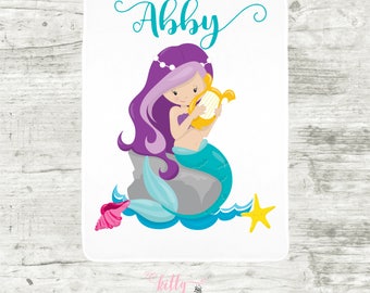 Personalized Girl Blanket, Mermaid Blanket, Toddler Blanket, Toddler Bedding, NapTime Blanket, Mermaid Bedding, Personalized Mermaid Blanket