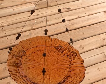 Orange glass, Bird feeder, Bird bath, Wire , wooden beads,